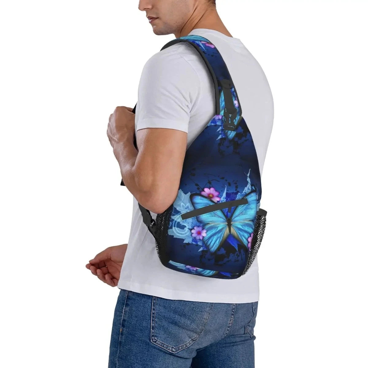 Blue Butterfly Crossbody Backpack