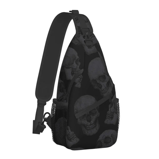 Black Grey Skeleton Crossbody Backpack