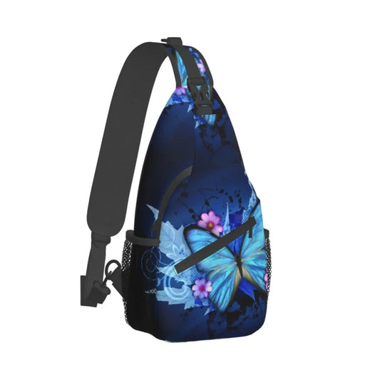 Blue Butterfly Crossbody Backpack
