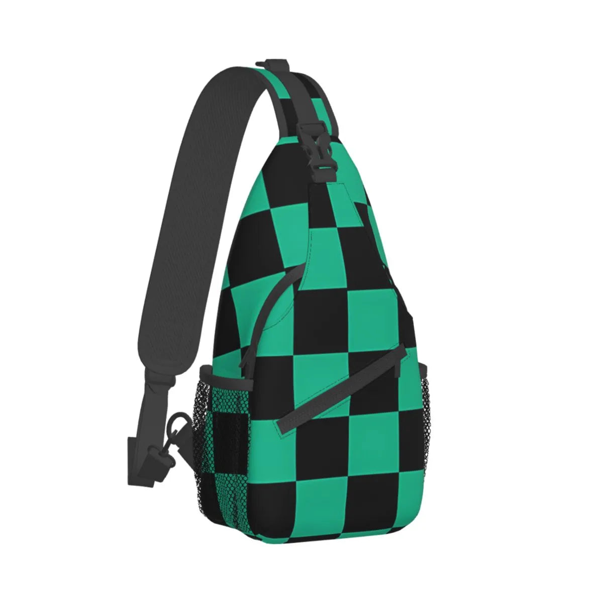 Green Checkered Crossbody Backpack